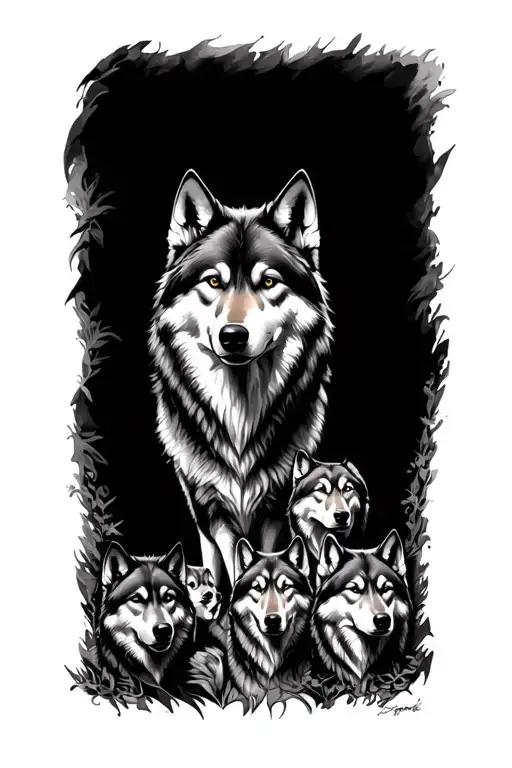 Wolf Pack Hidden In Contours