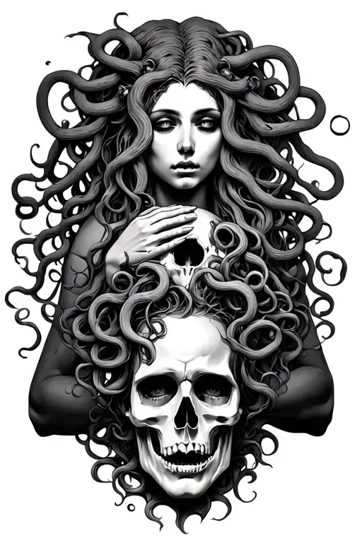 Medusa Women Holding Dead's Man Head