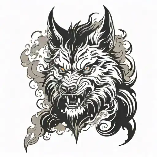 An Alpha Lycan Silhouette Emerging From A Cloud Of Smoke