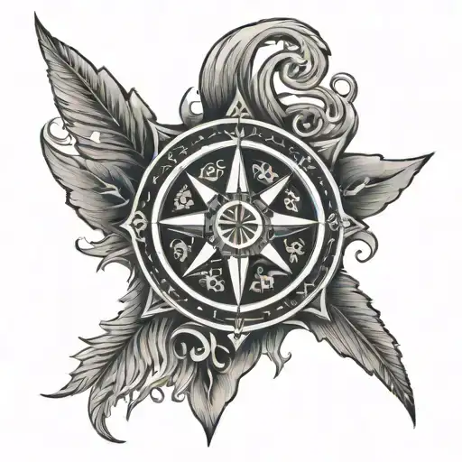 Wind Rose And Note Surrounded