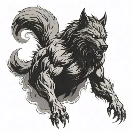 An Alpha Lycan Silhouette Emerging From A Cloud Of Smoke Coming