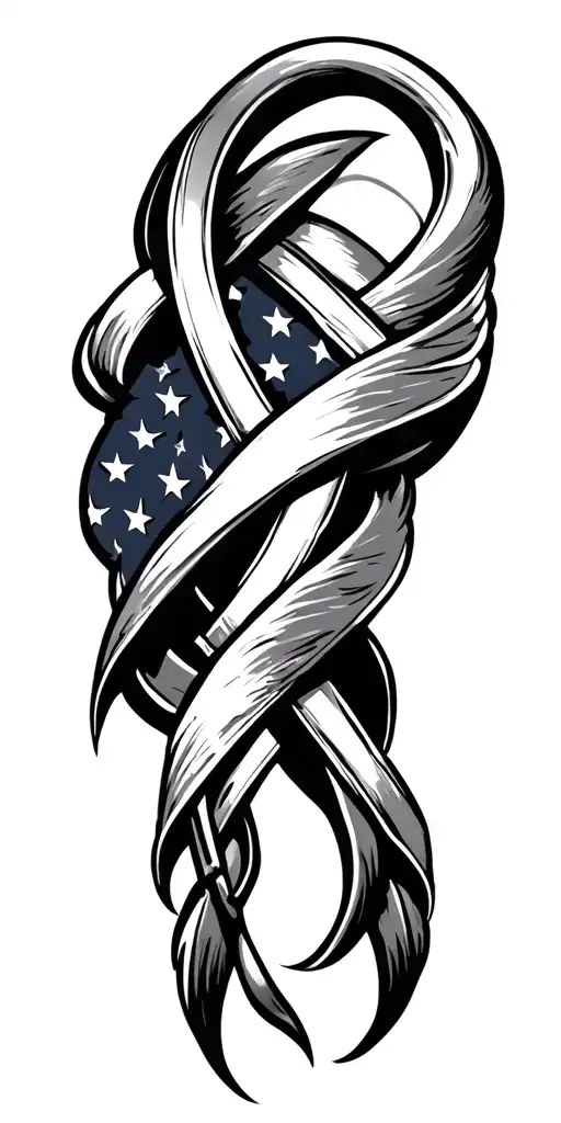 Police Patriotic Symbols Intertwined