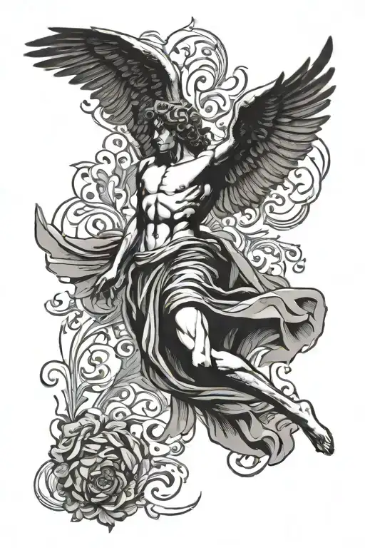 Greek Icarus Falling From The Sky Filigri Background