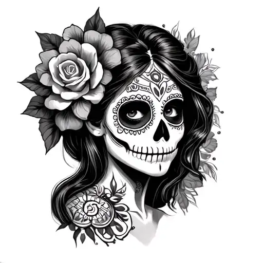 Day Of The Dead Girl With Aztec