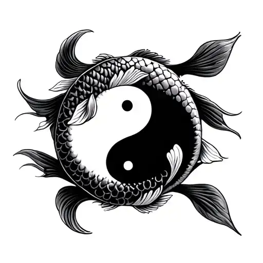 Koi Fish Yin Yang Symbol