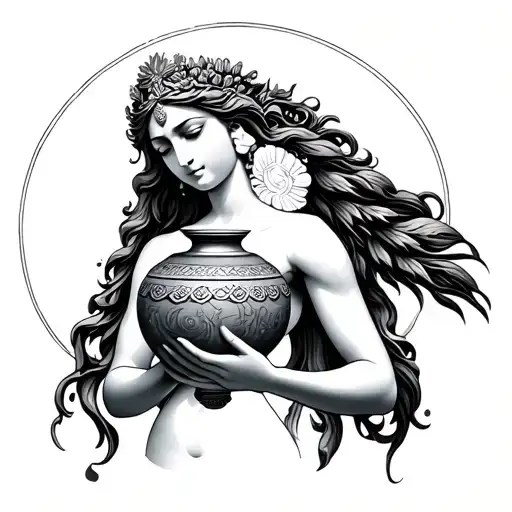 Nike Goddess Holding Kantharos Water Vase