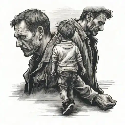 Man Cry And Watching Father And Brother Leaving On Road