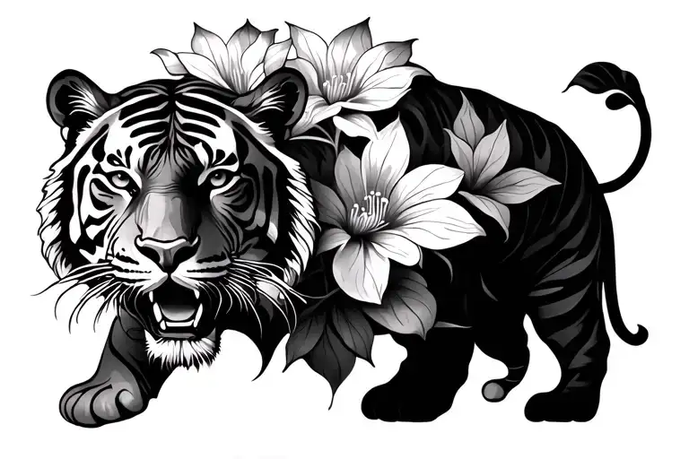 Flora Surrounding A Tiger