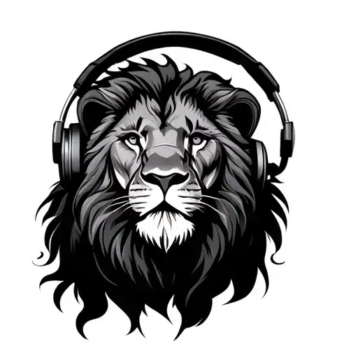 Lion Wearing Headphones