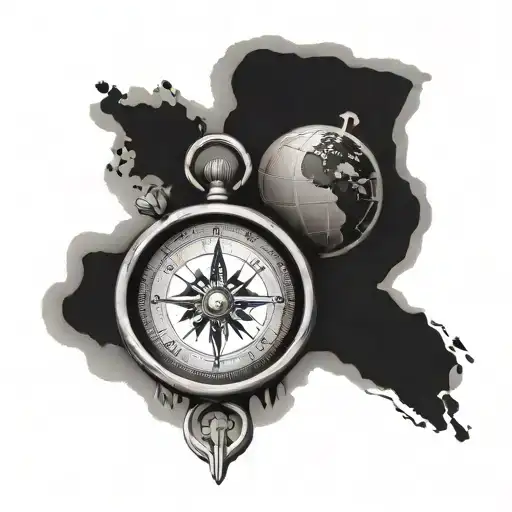 Compass With Specific Coordinates Surrounding And Earth Background