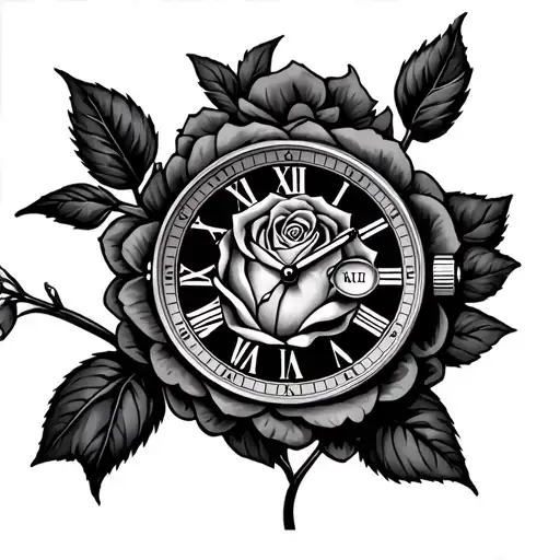 Rose Tattoo Watch Roman Numeral