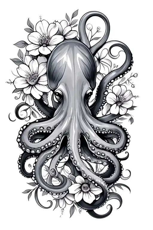 Octopus With Flowers Intertwined