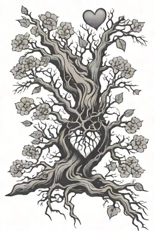 Haunted Looking Tree With Heart Hanging From A Branch