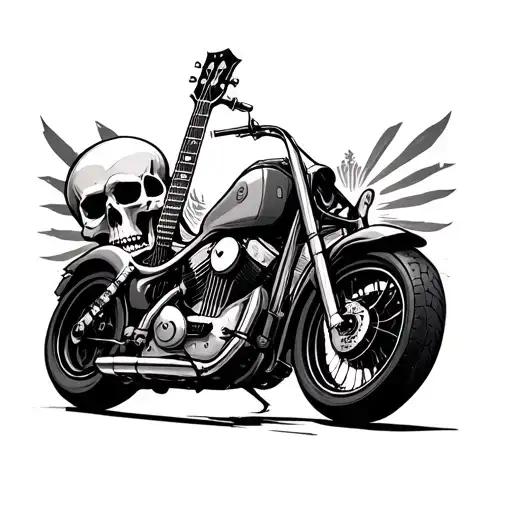 Skull And Guitars And Motorbike