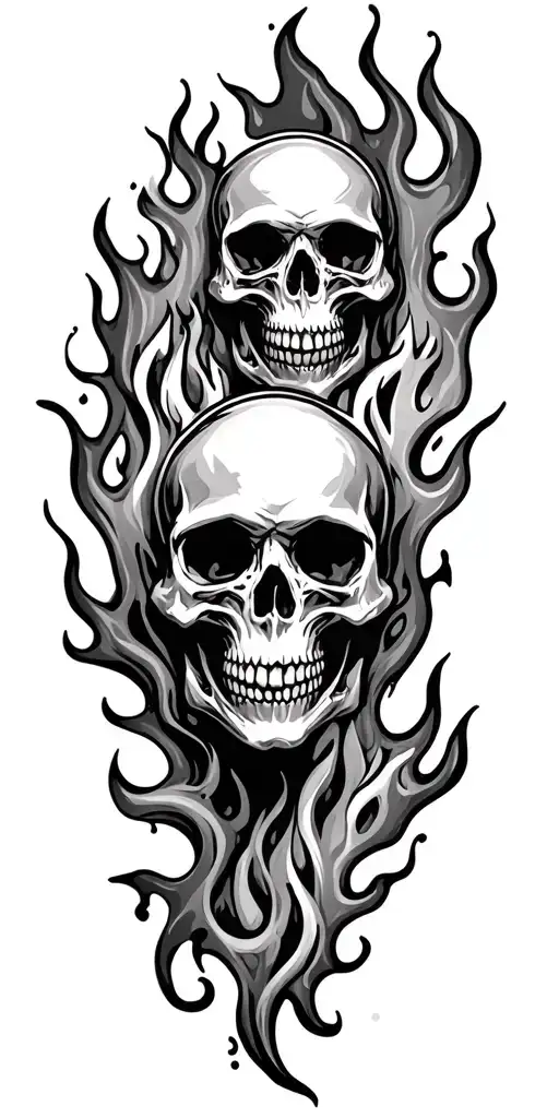 Flames And Skulls Representing Dark Periods