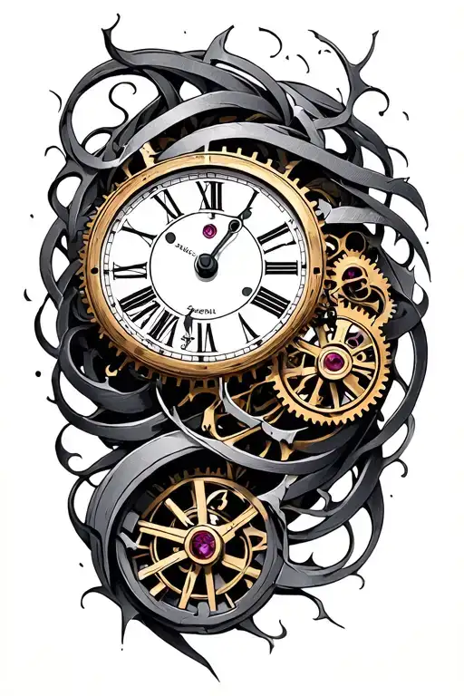 Broken Clock Mechanism Intertwined