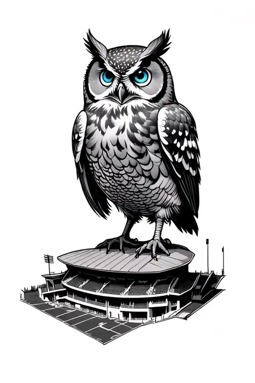 Owl With Blue Eyes Perched Above Hillsborough Stadium