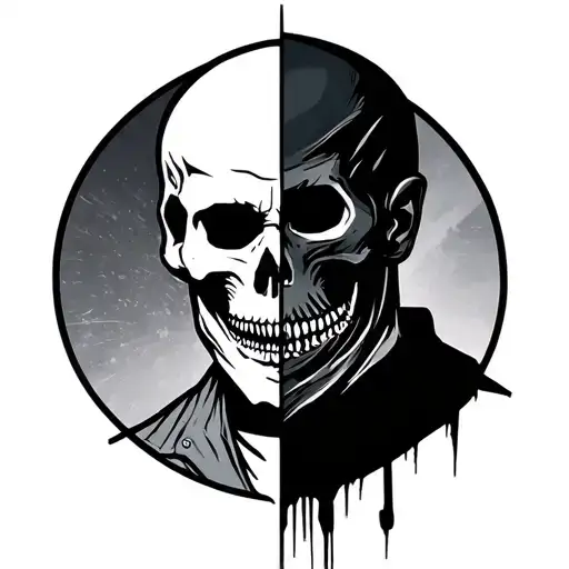 Silhouette Of Man Half Reaper Half Scientist