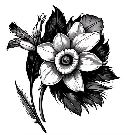 Daffodil And Indian Feather