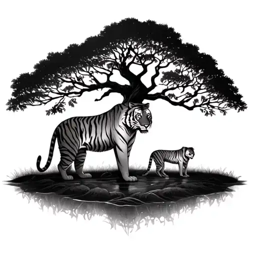 Tiger And Family Tree