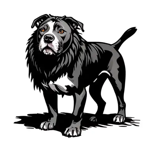 American Pit Bull Terrier Standing Proud Lion