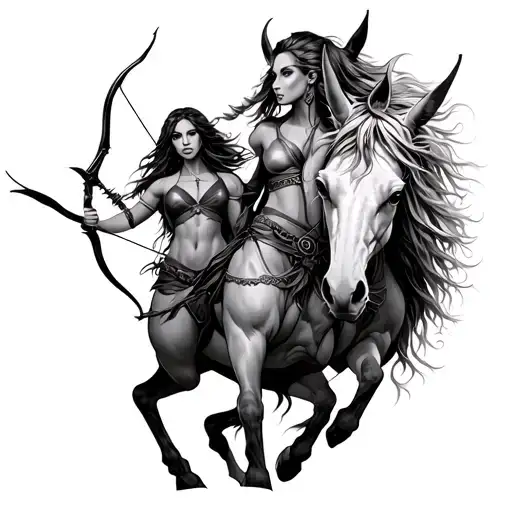 Two Female Centaur Archer Coming