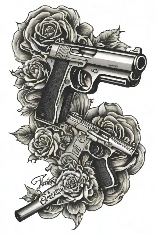 Family Over Everything With A Gun Intertwined