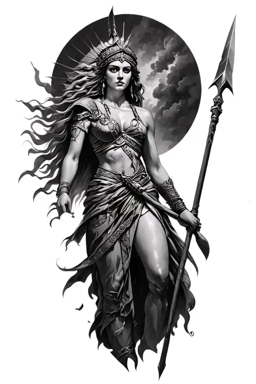 Queen Boudica With Spear Full Body