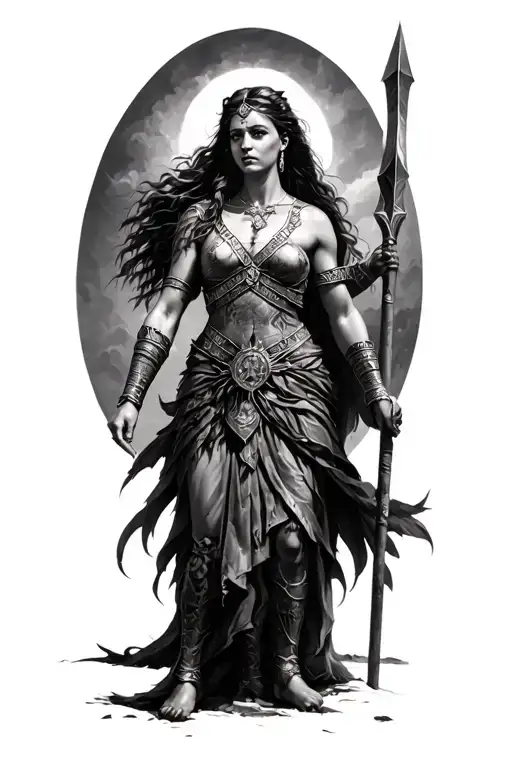 Queen Boudica With Spear Full Body Semi Realistic