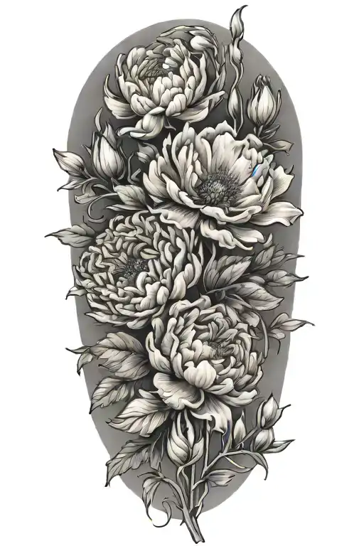 Bouquet Of A Marigold And A Peony And A Narcissus Flower