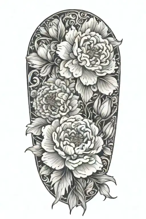 A Marigold And A Peony And A Narcissus Flower