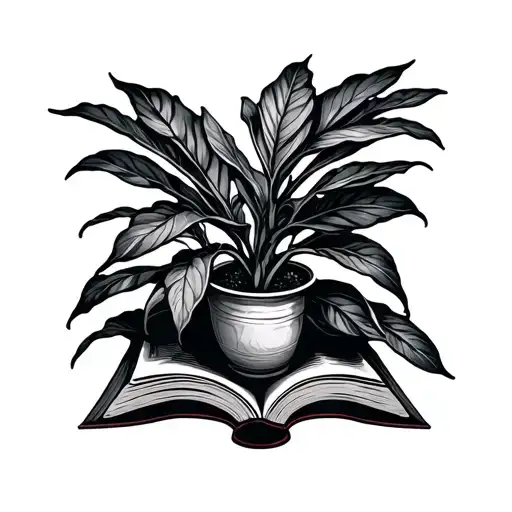 House Plant Wih Open Book