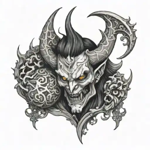 A Demon Holding God With Ornaments