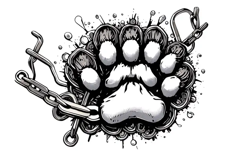 Motorcycle Chain Hidden In A Dog Paw