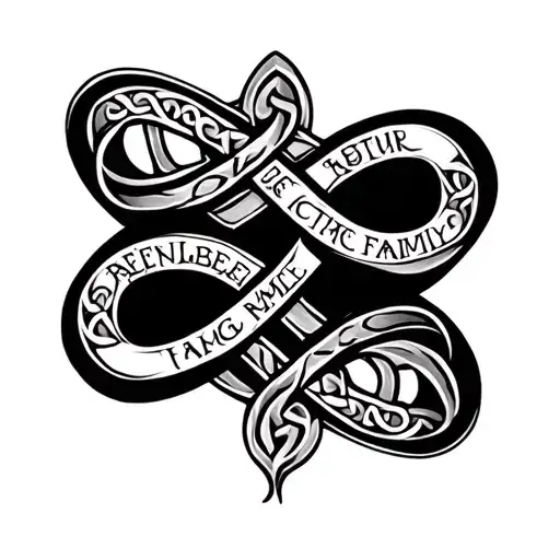 Celtic Infinity Sign Mixed With Word Family