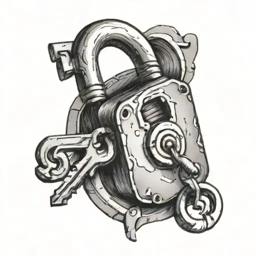 Broken Padlock And Key