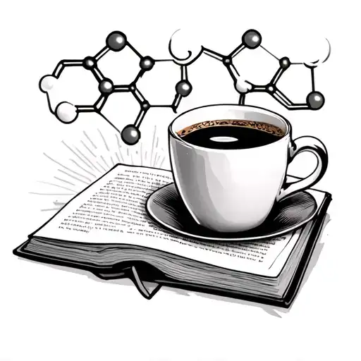 Serotonin Molecule Book And Coffee Cup
