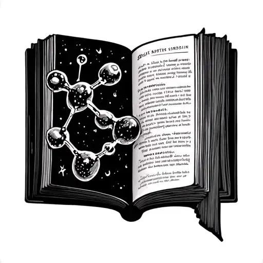 Serotonin Molecule Book Tattoo Design Combining