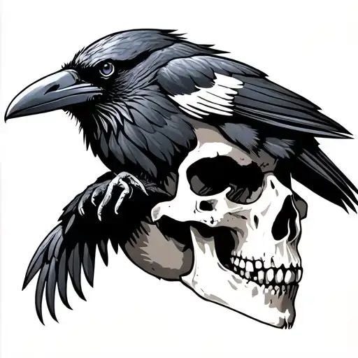 A Raven On A Skull