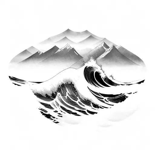 Ocean Wave And Mountains