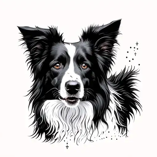 Fine Line Border Collie Memorial With Morse Code