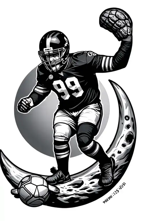 Football Goalkeeper And Number 99 On The Moon