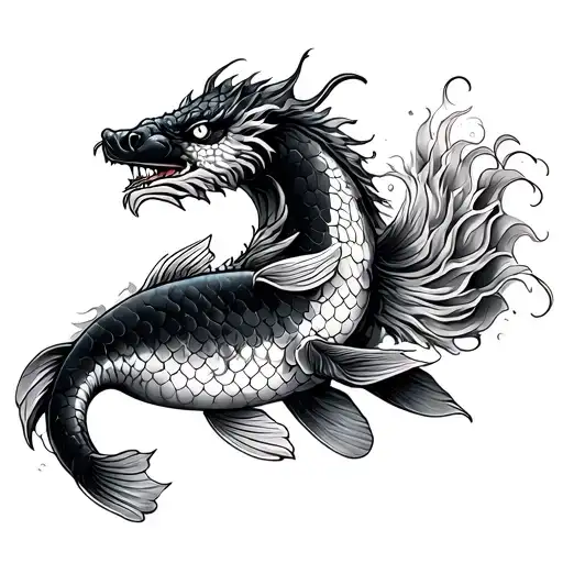 Koi Carp And Dragon