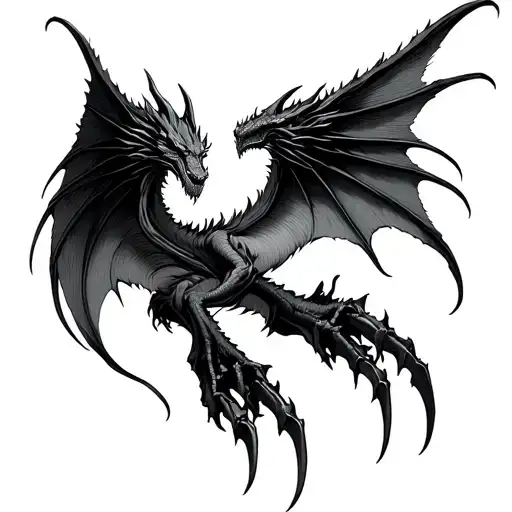 Tattoo Black Dragon Wing Claws All The Arm