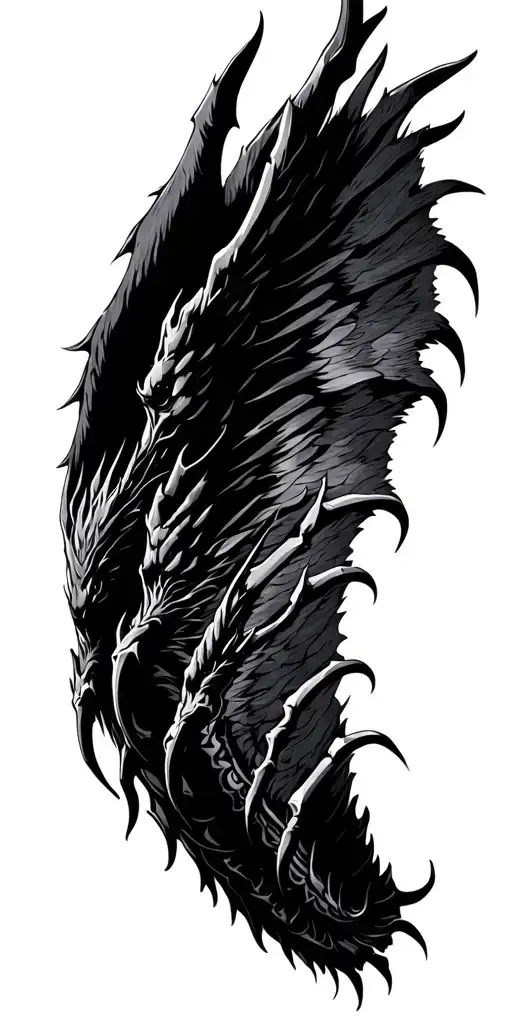 Tattoo Black Dragon Wing Claws All The Arm