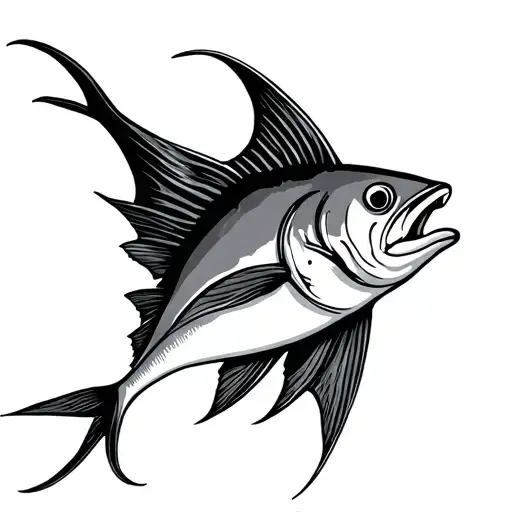 Tuna Fish Fin One Line