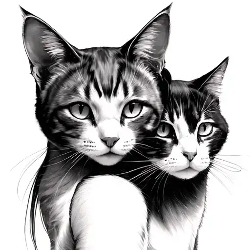 A Girl Faced To Her Cat