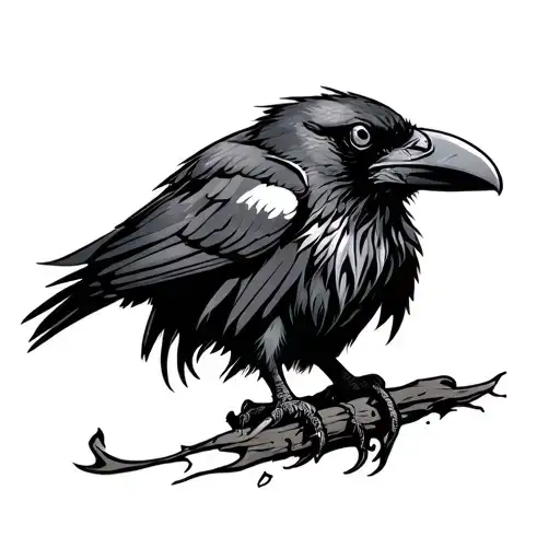 Raven With Viking Markings