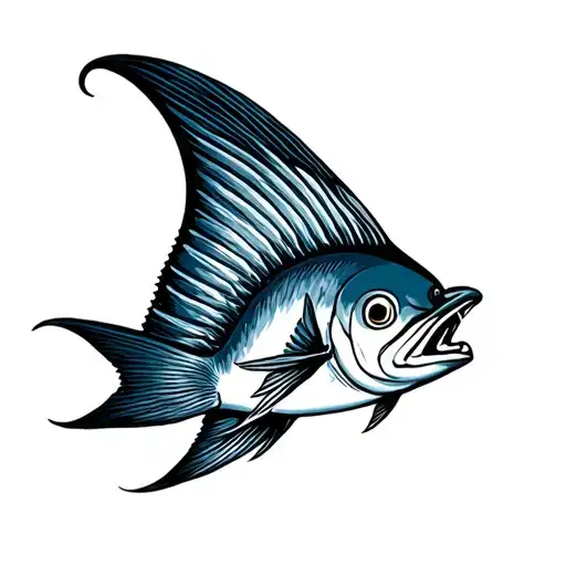 Bluefintuna Fish Fin One Line