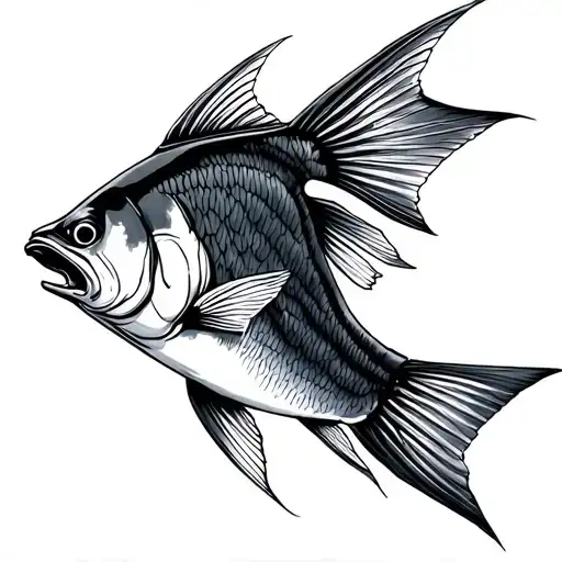 Yellowfintuna Fish Fin One Line